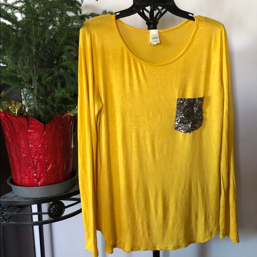 Brenda’s Mustard Yellow Sparkle Pocket Tee